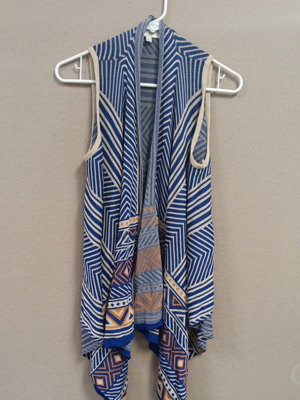 Umgee Blue & Cream Knit Open-Front Vest